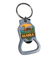 Alaska Caribou Emblem Bottle Opener Key Ring