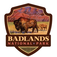 Badlands NP Living the Good Life Emblem Wooden Magnet