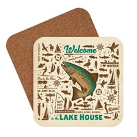 Lake House Pattern Print Coaster