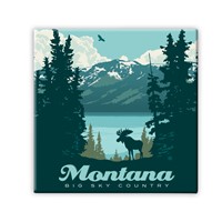 Montana Big Sky Country Moose View Square Magnet
