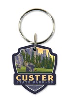 Custer State Park SD Emblem Wooden Key Ring