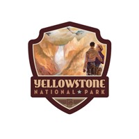 Yellowstone NP Falls Emblem Sticker