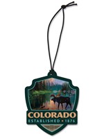 CO Moose Emblem Wooden Ornament