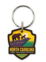 NC State Pride Emblem Wooden Key Ring