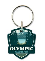 Olympic National Park Summer Splendor Emblem Wooden Key Ring