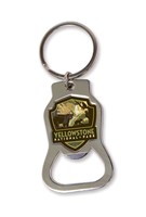Yellowstone National Park Mama Bear & Cubs Emblem Bottle Opener Key Ring