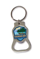 Flathead Lake MT Emblem Bottle Opener Key Ring