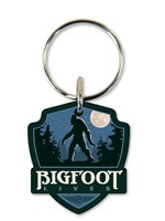 Bigfoot Lives Emblem Wooden Key Ring