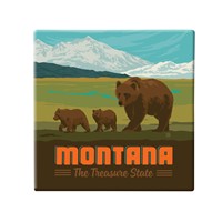 Montana Mama Bear & Cubs Square Magnet