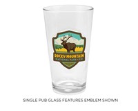 Rocky Mountain Elk Emblem Pub Glass
