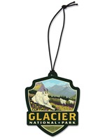 Glacier NP Valley Goats Emblem Wooden Ornament