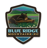 Blue Ridge Mountains Bear In Meadow Emblem Wooden Magnet