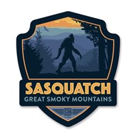 Sasquatch In Great Smoky Mountains Emblem Wooden Magnet