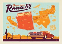 Route 66 Map AZ Postcard (Single)