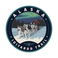 Alaska Dog Sled Circle Sticker