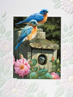 GARDEN BLUEBIRDS (BKIN) PETITE FOLDED - W/ENV