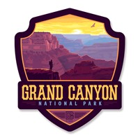 Grand Canyon NP Sunset Splendor Emblem Wood Magnet