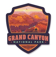 Grand Canyon NP Mather Point Sunset Emblem Wood Magnet