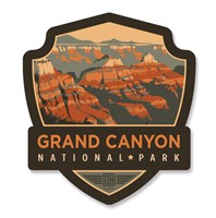 Grand Canyon NP Sunrise Emblem Wood Magnet