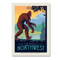 Pacific Northwest Mountain Lake Bigfoot Vert Sticker
