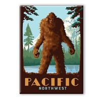 PNW Mountain Lake Sasquatch Magnet