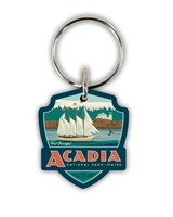 Acadia NP Bass Harbor Head Emblem Wood Key Ring