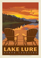 Lake Lure NC Dockside Chairs Postcard