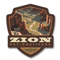 Zion NP Majestic Valley View Emblem Wood Magnet