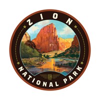 Zion NP Virgin River Valley Circle Sticker
