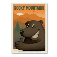 Rocky Mountain NP Cartoon Bear Vert Sticker