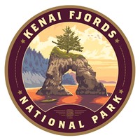 Kenai Fjords NP Kayaker Circle Sticker
