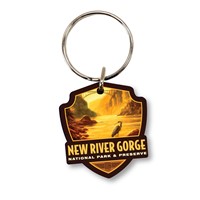 New River Gorge NP & Preserve Daybreak Emblem Wood Key Ring 1/8