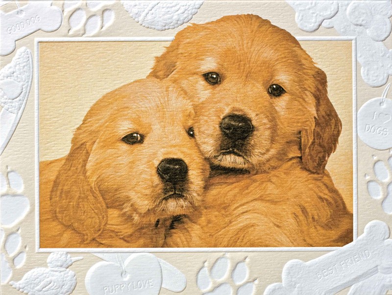 Good as Gold Golden retriever embossed greeting cards